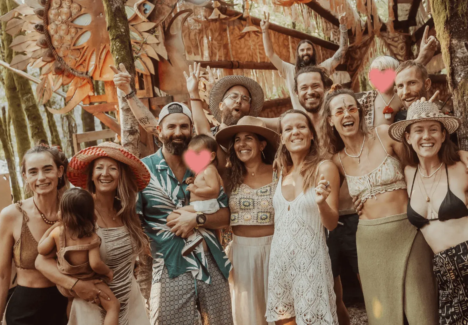 A big group of gatherers smiling together